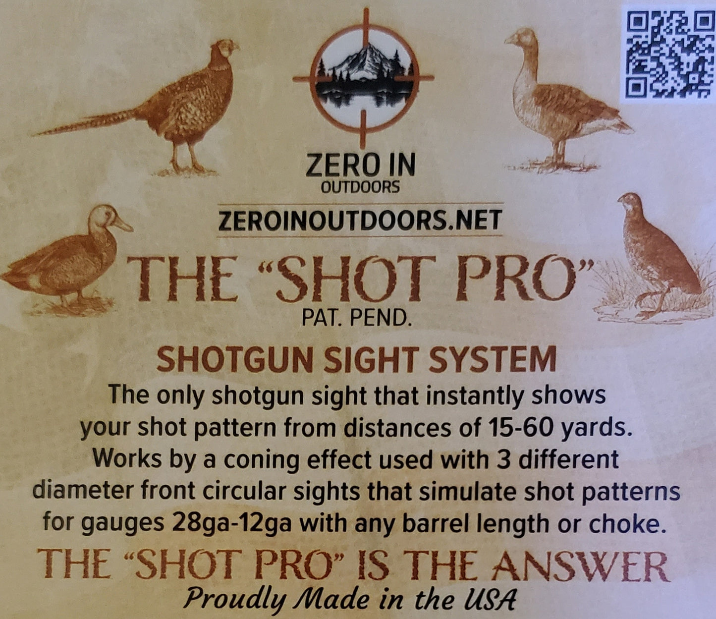 The Shot Pro Improved Cylinder/Skeet Choke Sight - Vented Rib Model